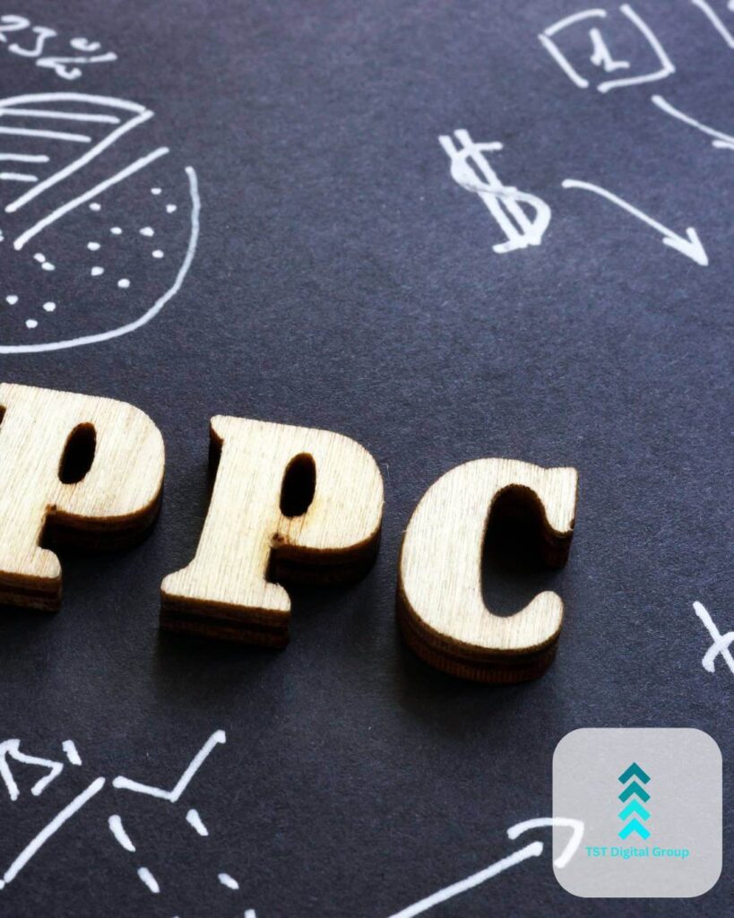 Wooden letters spelling 'PPC' illustrating online PPC management and consulting by TST Digital Agency in Universal City, San Antonio, Texas.